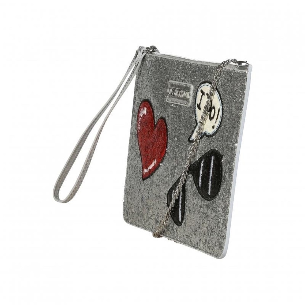 Moschino Love Glitter clutch bag Never worn Silver, Glitter
